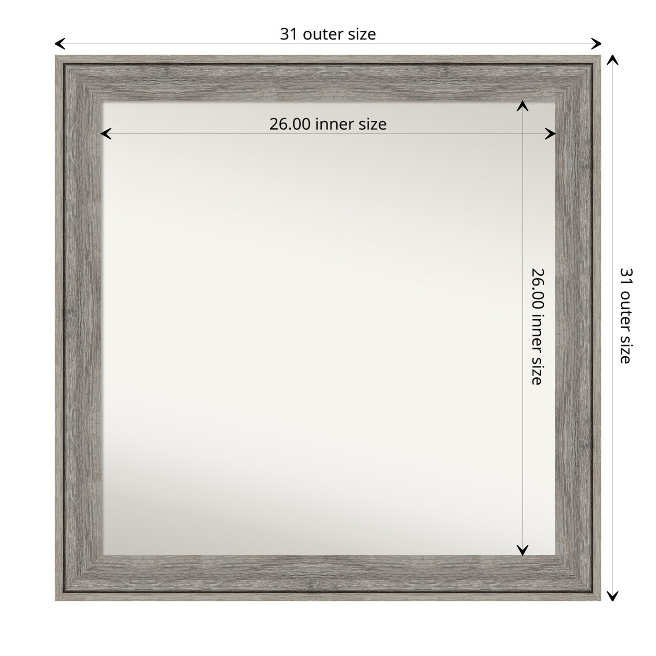 Amanti Art Non-Beveled Wood Wall Mirror, Regis Barnwood Grey Frame
